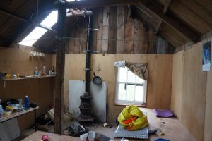 Inside view of bothy at Loch Choire